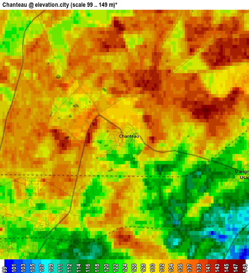 Chanteau elevation map