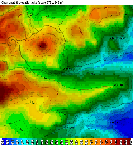 Chanonat elevation map