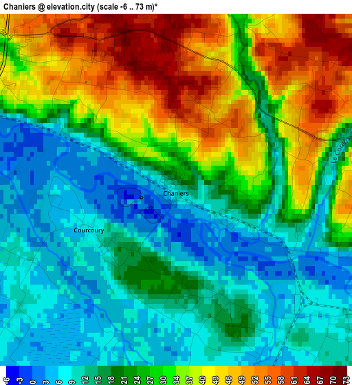 Chaniers elevation map