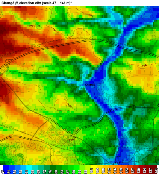 Changé elevation map