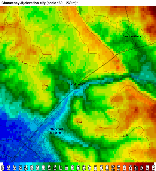 Chancenay elevation map