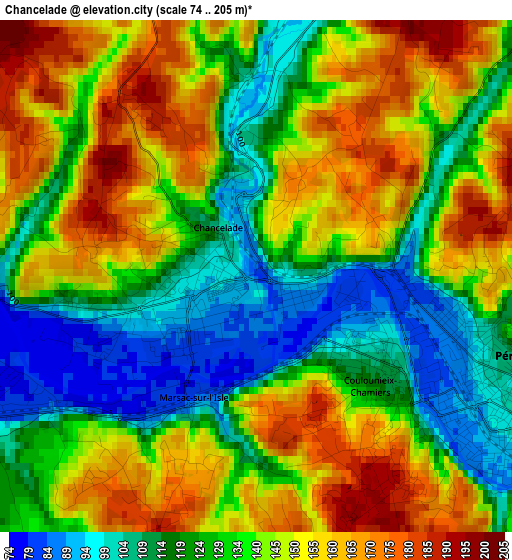 Chancelade elevation map