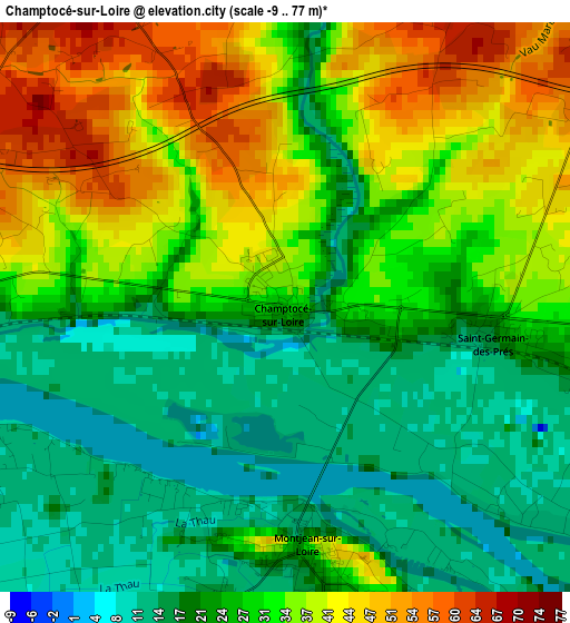 Champtocé-sur-Loire elevation map