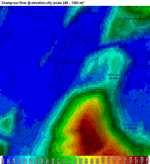 Champ-sur-Drac elevation map