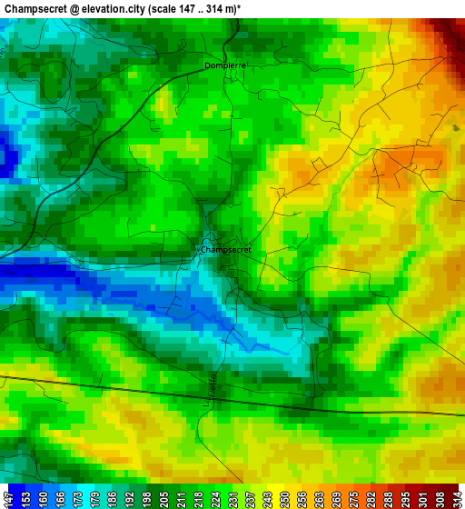 Champsecret elevation map