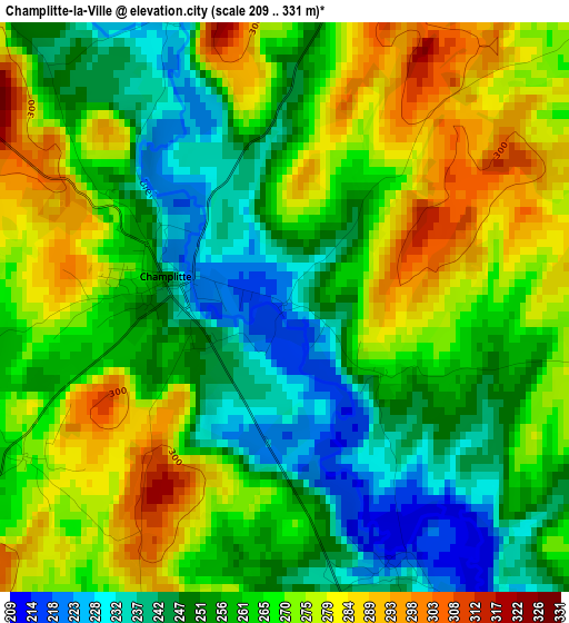 Champlitte-la-Ville elevation map