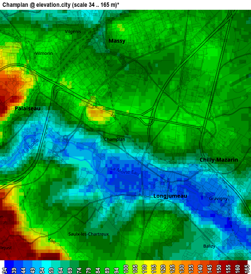 Champlan elevation map