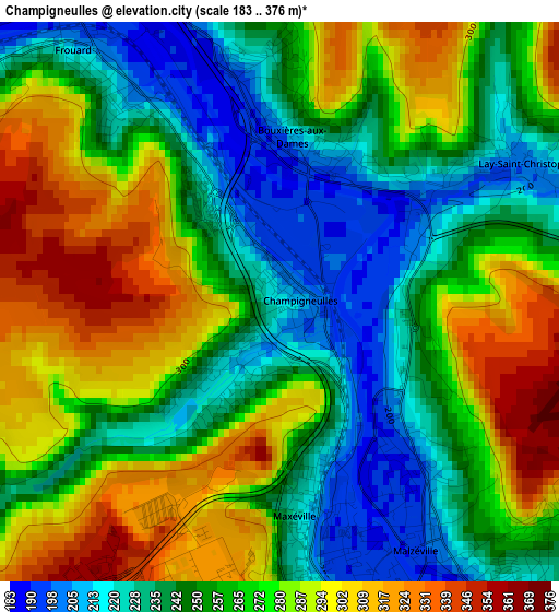 Champigneulles elevation map