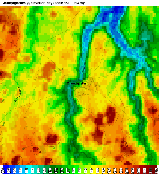 Champignelles elevation map