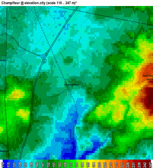 Champfleur elevation map