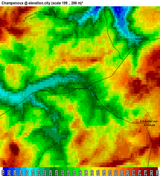 Champenoux elevation map