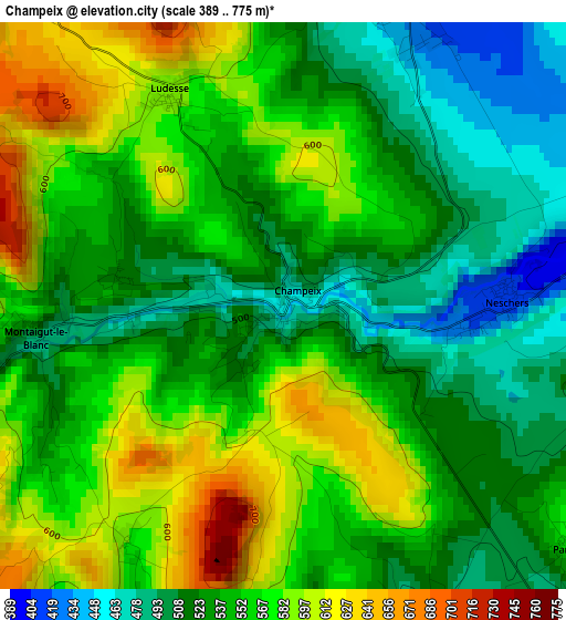 Champeix elevation map