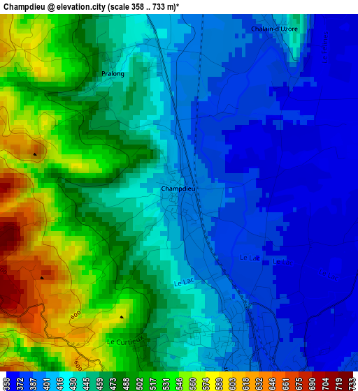 Champdieu elevation map