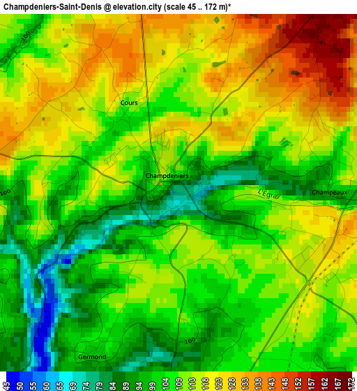 Champdeniers-Saint-Denis elevation map