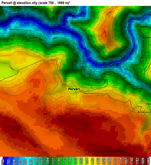 Pervari elevation map