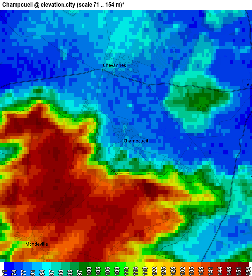 Champcueil elevation map