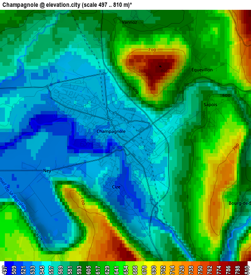 Champagnole elevation map