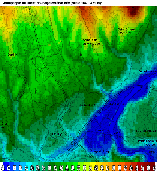 Champagne-au-Mont-d’Or elevation map