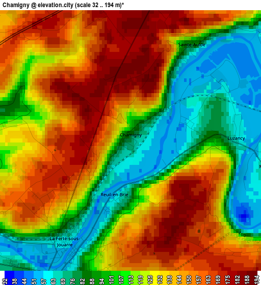 Chamigny elevation map