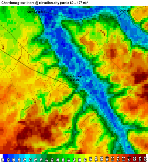 Chambourg-sur-Indre elevation map