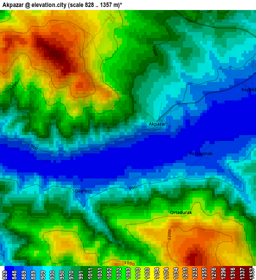 Akpazar elevation map