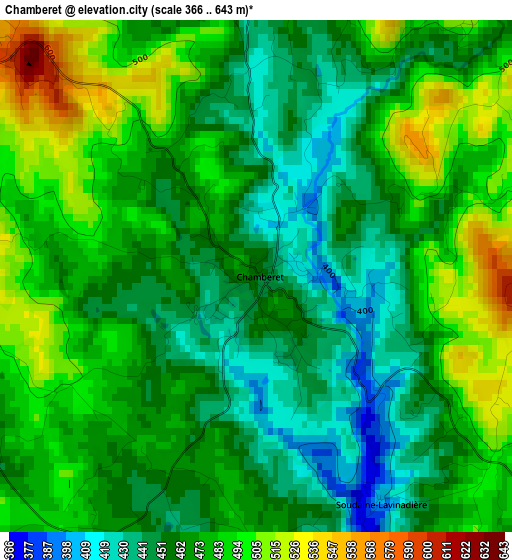 Chamberet elevation map