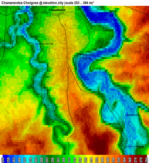 Chamarandes-Choignes elevation map