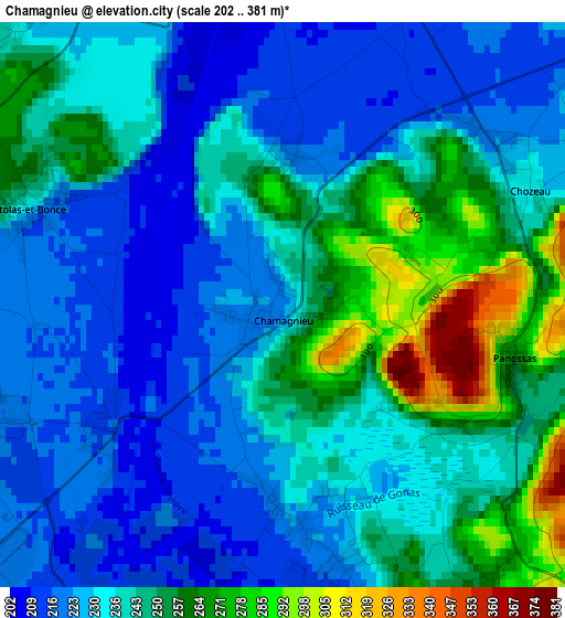 Chamagnieu elevation map