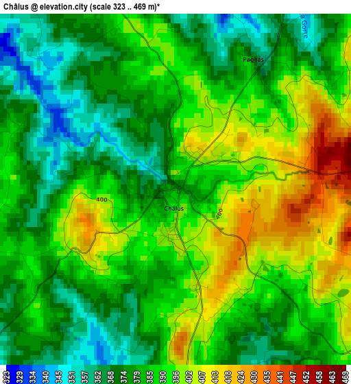 Châlus elevation map