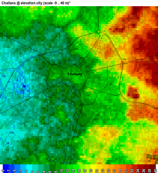 Challans elevation map