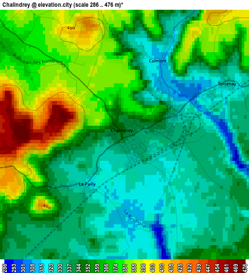 Chalindrey elevation map