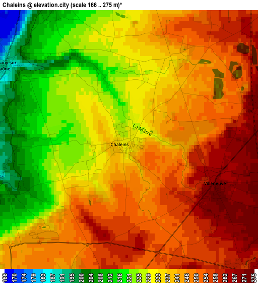 Chaleins elevation map