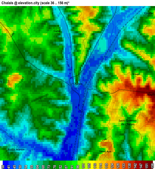 Chalais elevation map