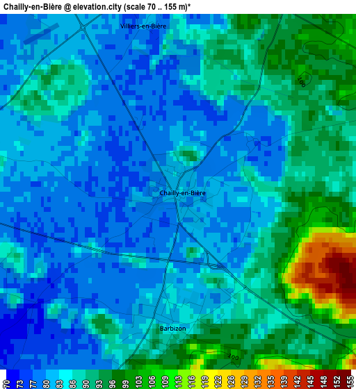Chailly-en-Bière elevation map