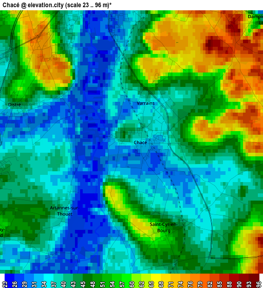 Chacé elevation map