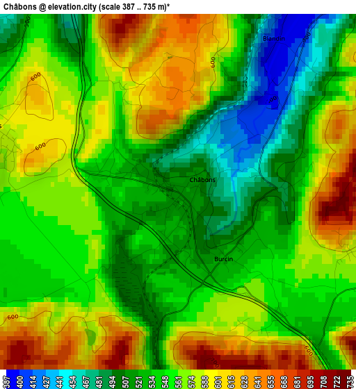 Châbons elevation map