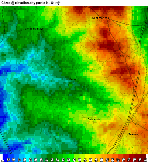 Cézac elevation map