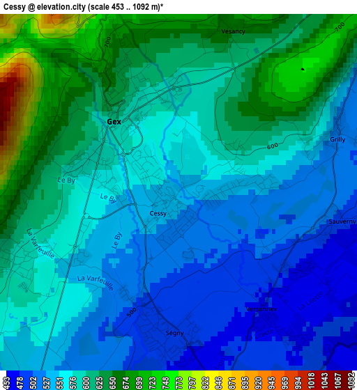 Cessy elevation map