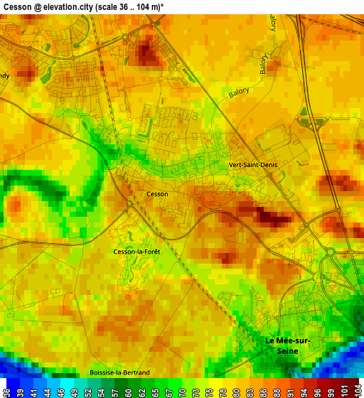 Cesson elevation map