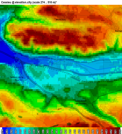 Cessieu elevation map