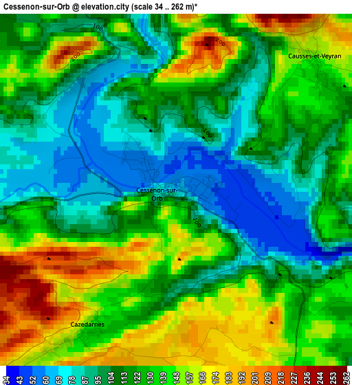 Cessenon-sur-Orb elevation map