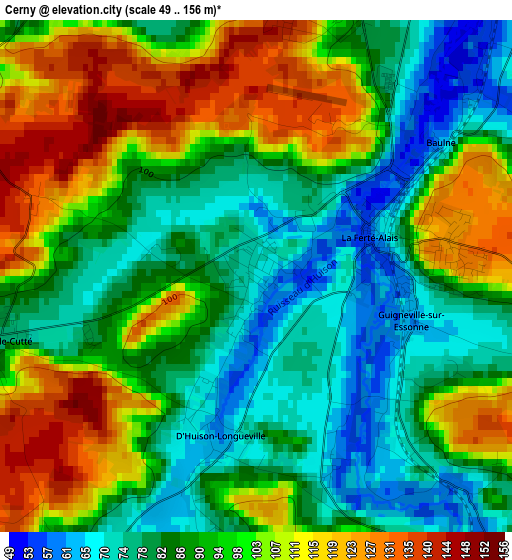 Cerny elevation map