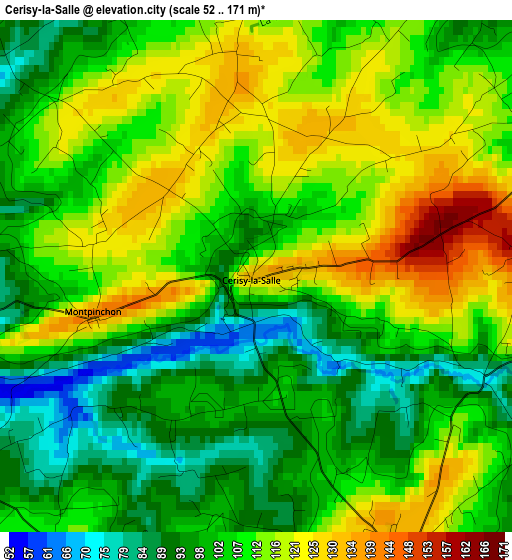 Cerisy-la-Salle elevation map