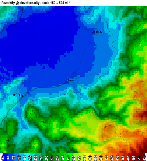 Pazarköy elevation map