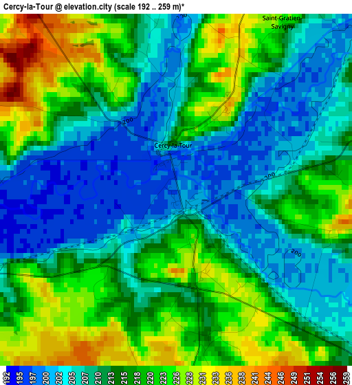 Cercy-la-Tour elevation map