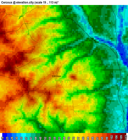 Cercoux elevation map