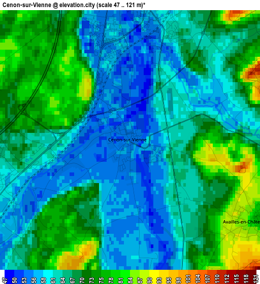 Cenon-sur-Vienne elevation map