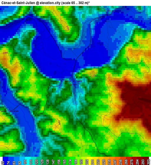 Cénac-et-Saint-Julien elevation map