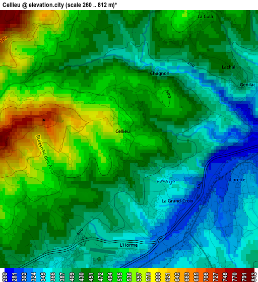 Cellieu elevation map