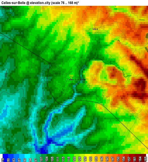Celles-sur-Belle elevation map